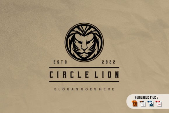 Download Lion Head Vector with Circle Vintage - Premium Resources