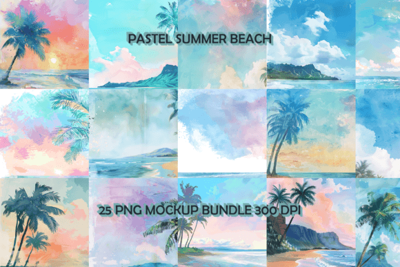 Download Pastel Summer Beach Background Bundle - Premium Resources