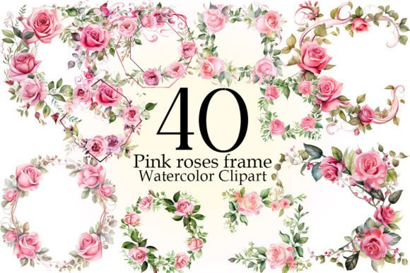 Download Pink Roses Frame,watercolor Floral Frame - Watercolor floral frame Collection