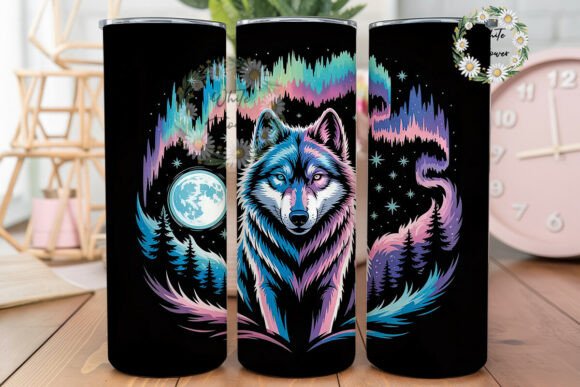 Download Magical Wolf &amp; Aurora 20oz Tumbler Wrap - Magical wolf Collection